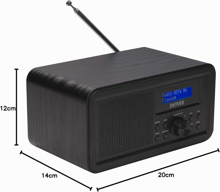 Denver DAB-30 DAB+ Radio mit FM Tuner und Weckerfunktion, Schwarz