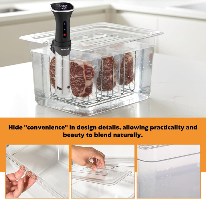 Sous Vide Behälter 11L Mit Deckel und Edelstahl Halterung für Sous Vide Stick Garer Mehrere Marken M