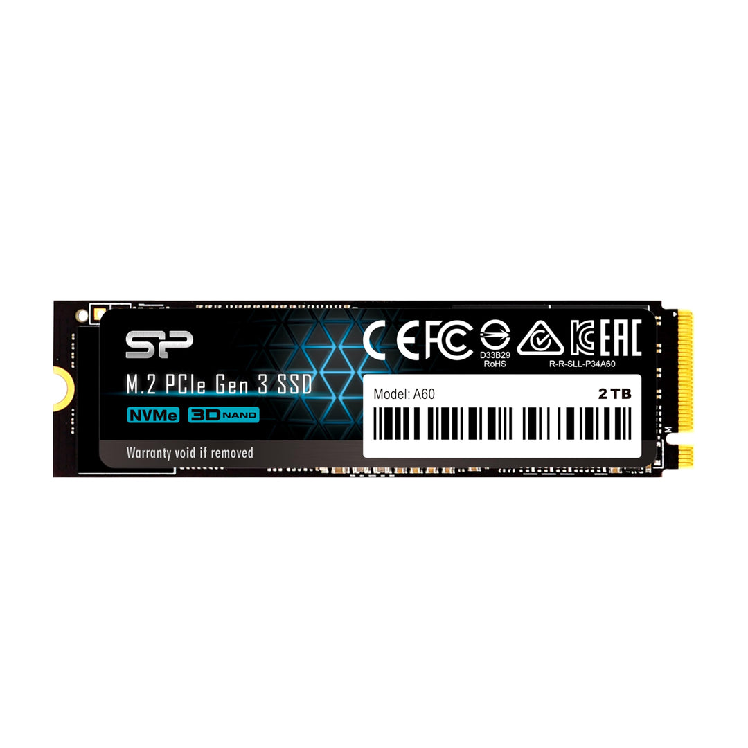 Silicon Power PCIe M.2 NVMe SSD 2TB Gen3x4 R/W up to 2, 200/1, 600MB/s internal SSD 2TB A60, 2TB A60