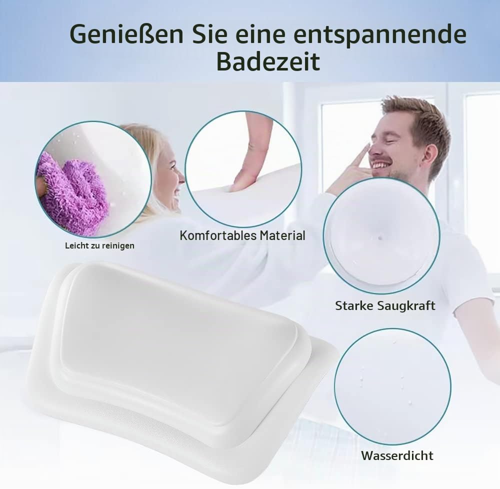 Lonkenn Badewannenkissen, Ergonomisches Badekissen, Stylisch PU-Badekissen mit Saugnäpfen, wasserdic
