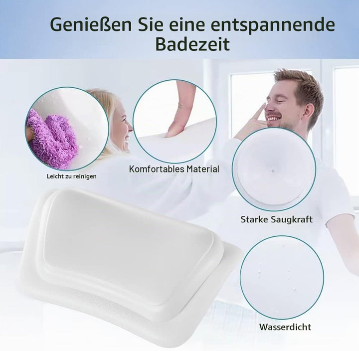 Lonkenn Badewannenkissen, Ergonomisches Badekissen, Stylisch PU-Badekissen mit Saugnäpfen, wasserdic