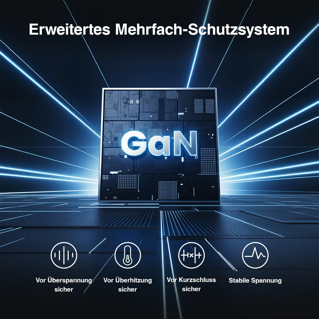 45W USB C Ladegerät mit Einziehbarem Kabel, GaN Schnellladegerät mit 2 Port, PPS Netzteil Kompatibel