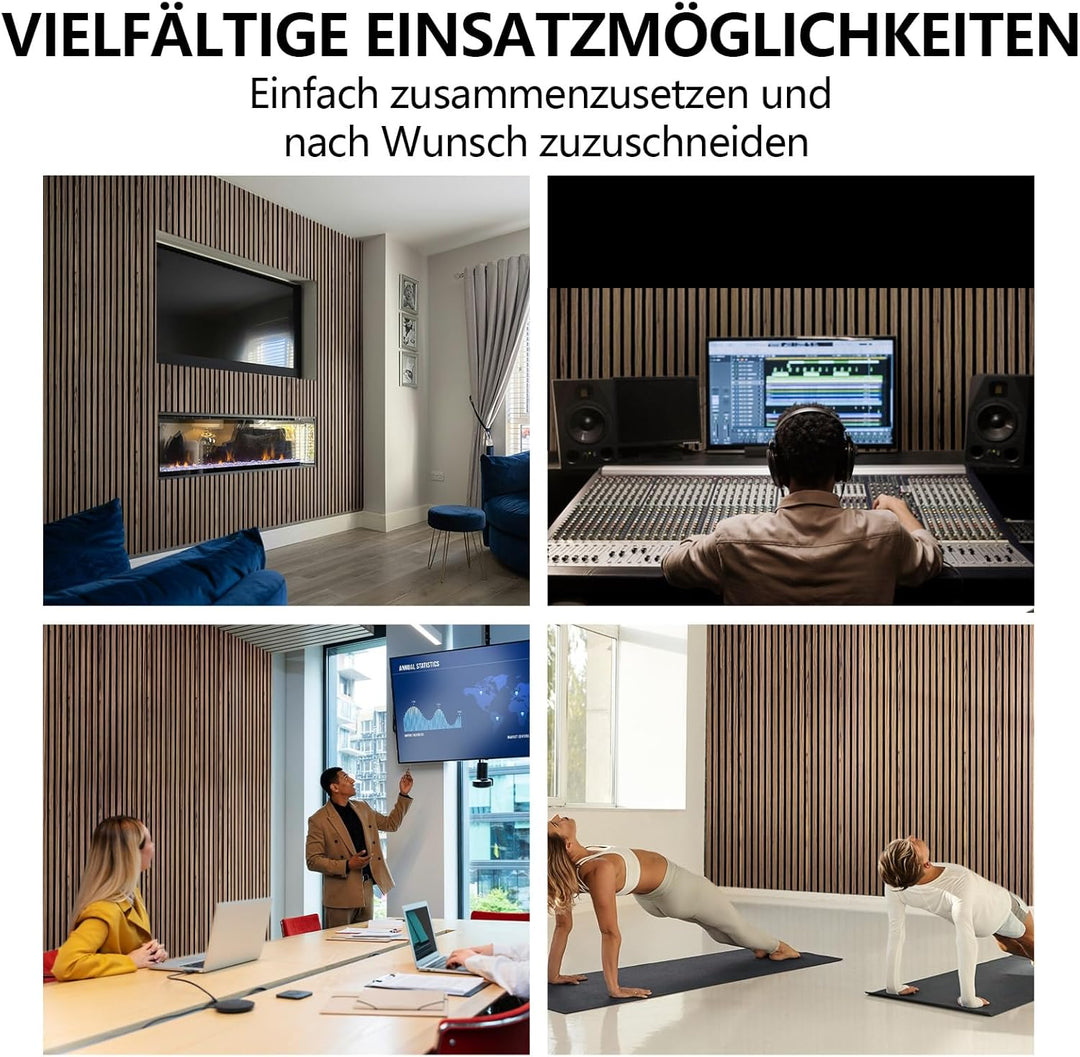 2 Holz-Schallwandpaneele, 120 * 60cm Holzlatten-Akustikpaneele Schallabsorbierend, Lärmdämpfende Pan