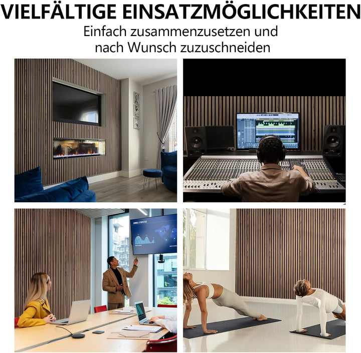 2 Holz-Schallwandpaneele, 120 * 60cm Holzlatten-Akustikpaneele Schallabsorbierend, Lärmdämpfende Pan