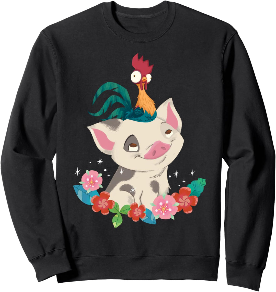 Disney Moana Pua And Hei Hei Floral Star Portrait Sweatshirt