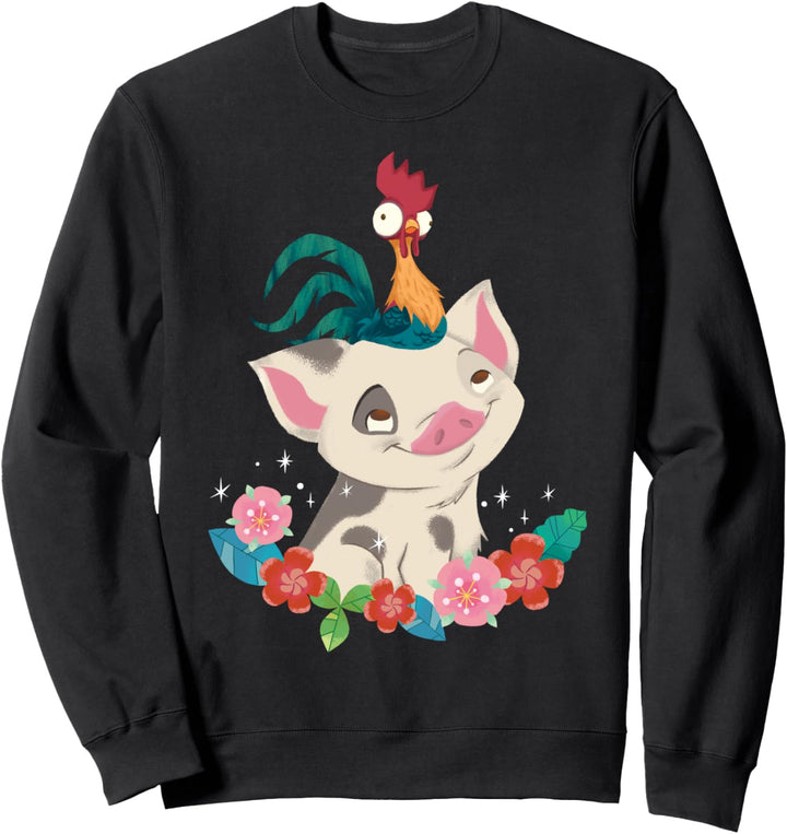 Disney Moana Pua And Hei Hei Floral Star Portrait Sweatshirt