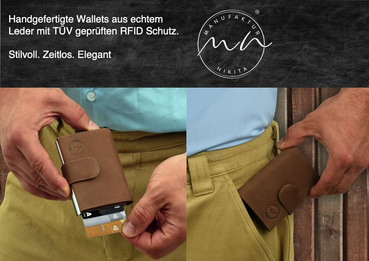 Manufaktur Nikita® Kreditkartenetui Echtleder | Geldbörse mit RFID-Schutz | Wallet für 10 Karten | f