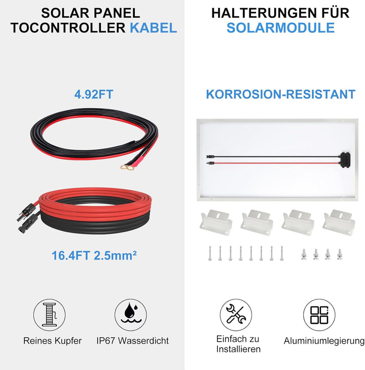 120W Monokristallines Solarpanel-Kit 12V Solarpanel 120 Watt Solarmodul enthält 20A Bluetooth Solarl