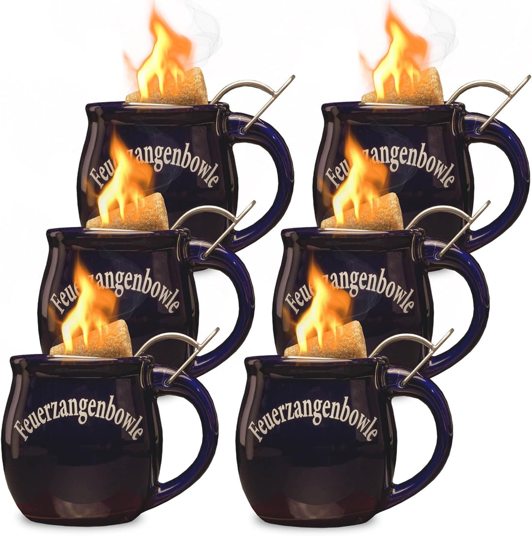 Feuerzangentasse 6er im Karton, Rot - für Feuerzangenbowle, Blau