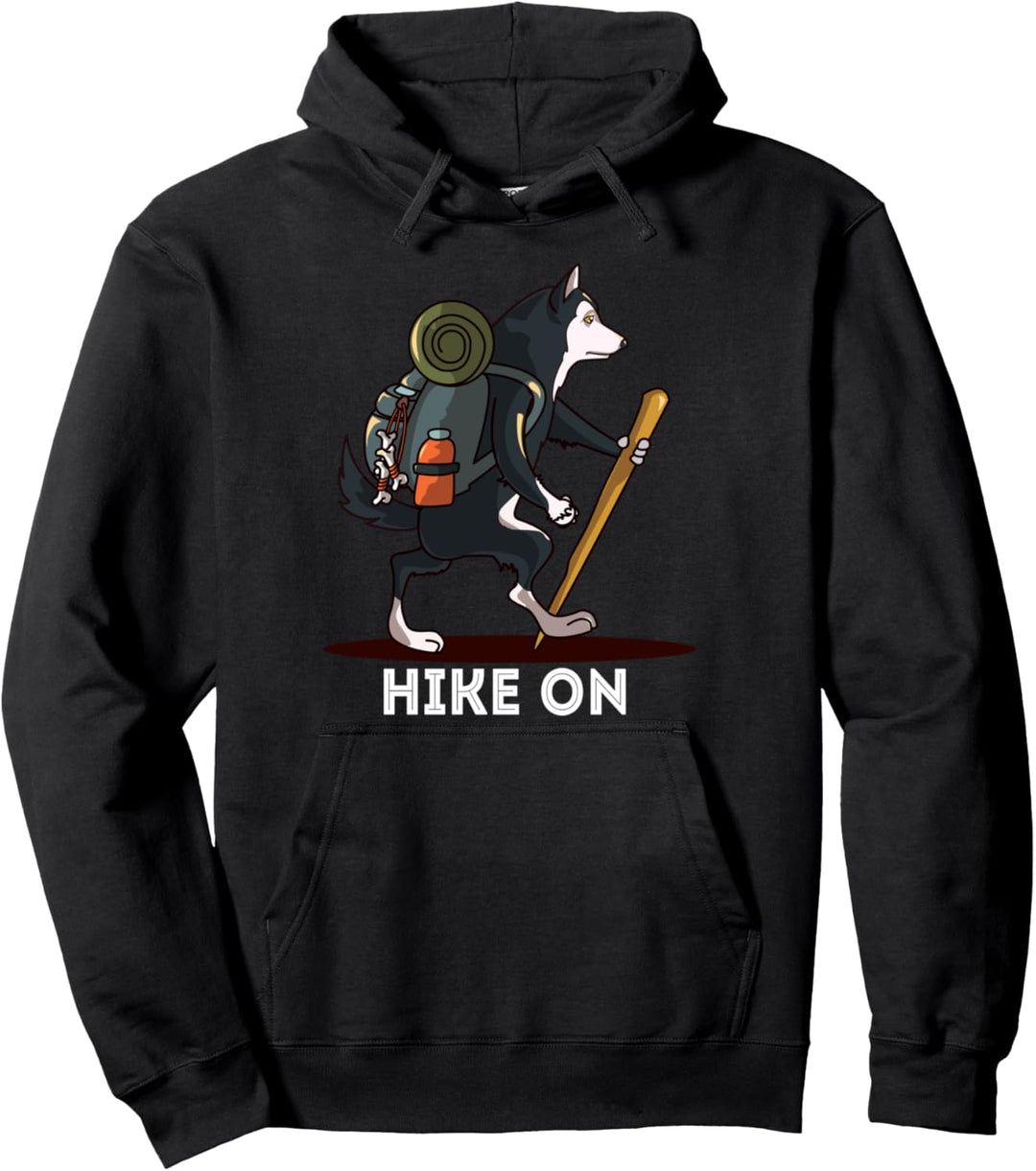 Lustige Siberian Huskie Bergsteigen Wandern Pullover Hoodie