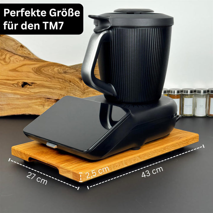 Gleitbrett TM7 aus massiver Eiche | Handgefertigtes Thermomix TM7 Gleitbrett mit Edelstahlrollen & G
