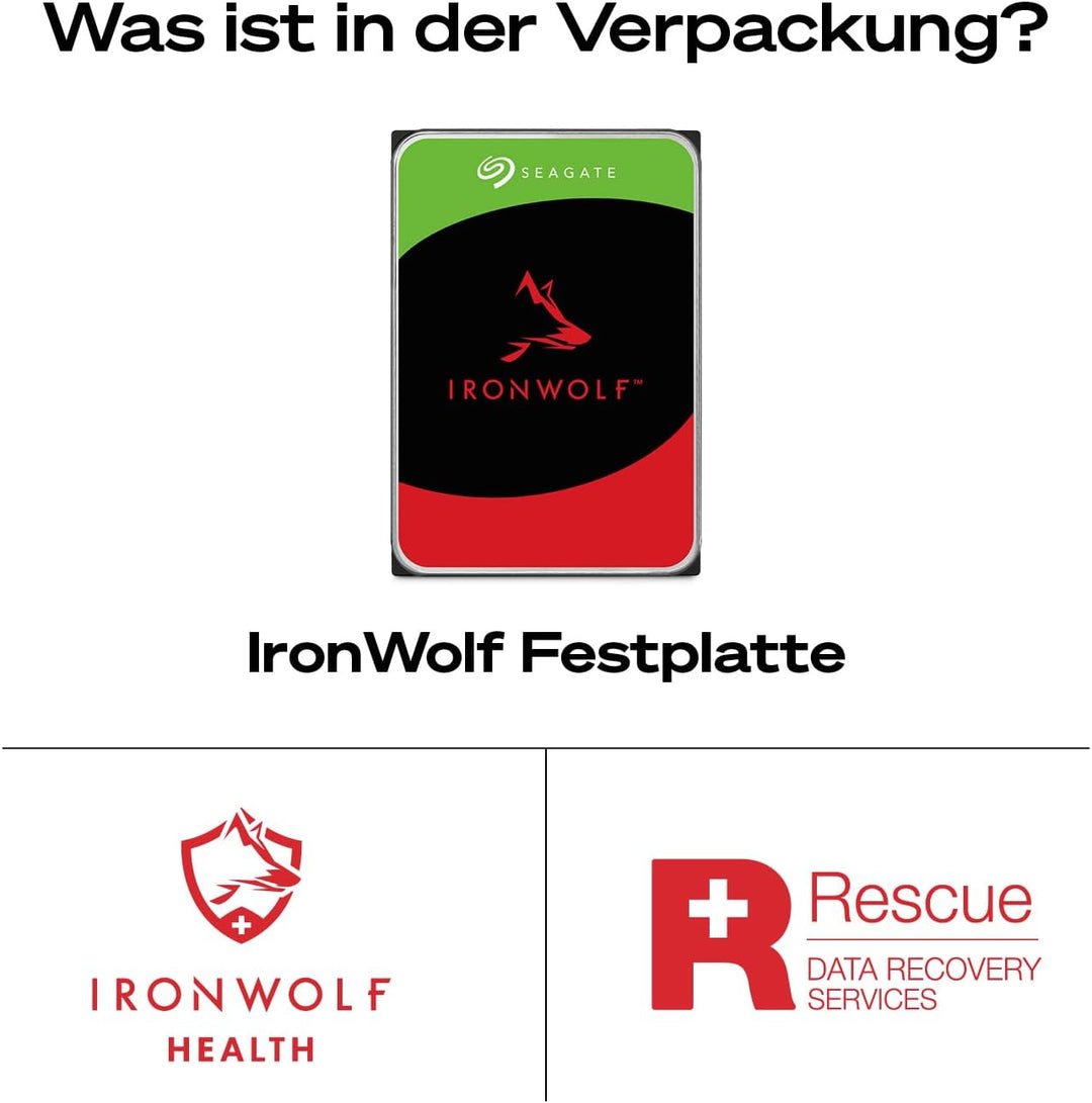 Seagate IronWolf 2 TB interne Festplatte NAS HDD, 3.5 Zoll, 5400 U/Min, CMR, 64 MB Cache, SATA 6 GB/