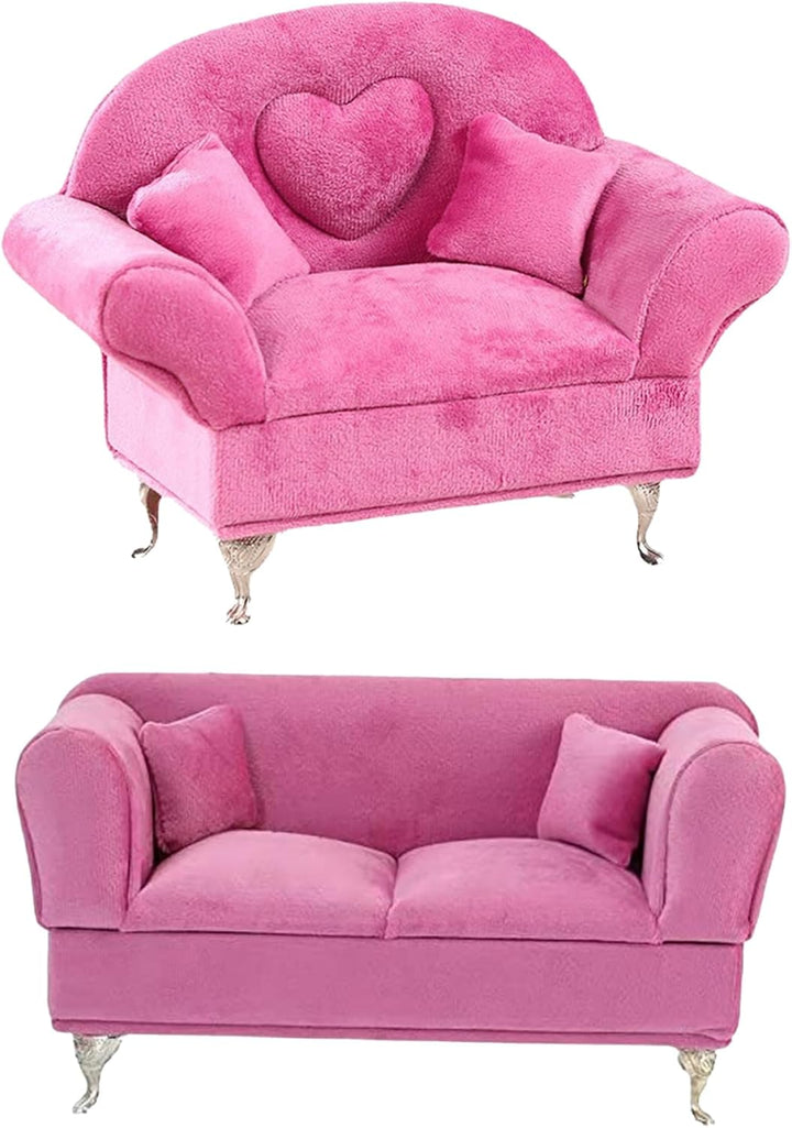 CUCUFA Schmuckkastenfach Öffnungsbezogener Sofa-Form 1/6 Möbel mit Spiegel Samt staubdes Puppencouch