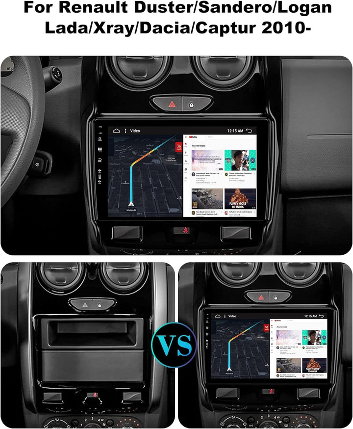 SXAUTO Android 12 IPS Autoradio Passt für Renault Duster/Dacia Sandero/Lada Xray 2/Renault Captur/Lo