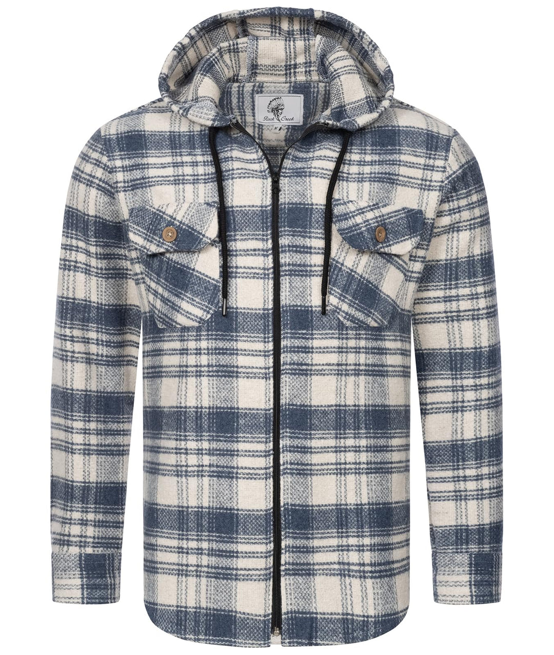 Rock Creek Herren Hemd Kariert Kapuzenhemd M65 S Blau - H335, S Blau - H335