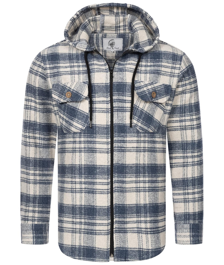 Rock Creek Herren Hemd Kariert Kapuzenhemd M65 S Blau - H335, S Blau - H335
