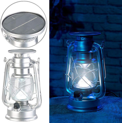 Lunartec Sturmlaterne Solar: Dimmbare High-Power Solar-LED-Sturmlampe, 200 lm, 3 W, silbern (Solar L
