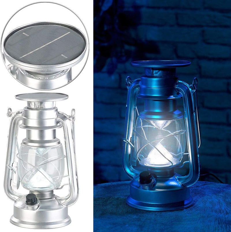 Lunartec Sturmlaterne Solar: Dimmbare High-Power Solar-LED-Sturmlampe, 200 lm, 3 W, silbern (Solar L