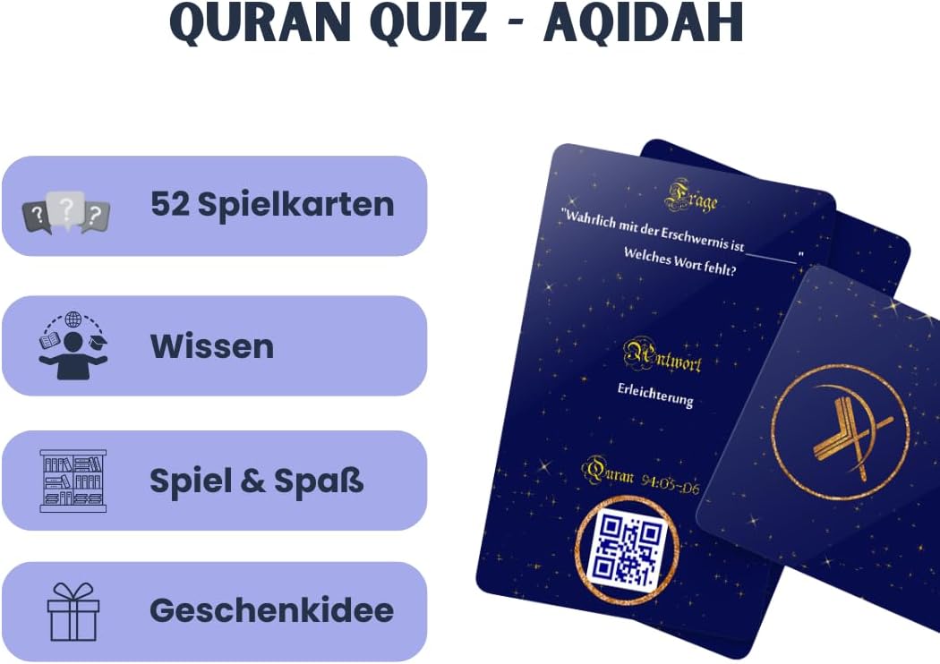 Islamisches Geschenk Spiel Quiz Quran Fragen über Koran und Islam inklusive eigene muslimquiz App (A