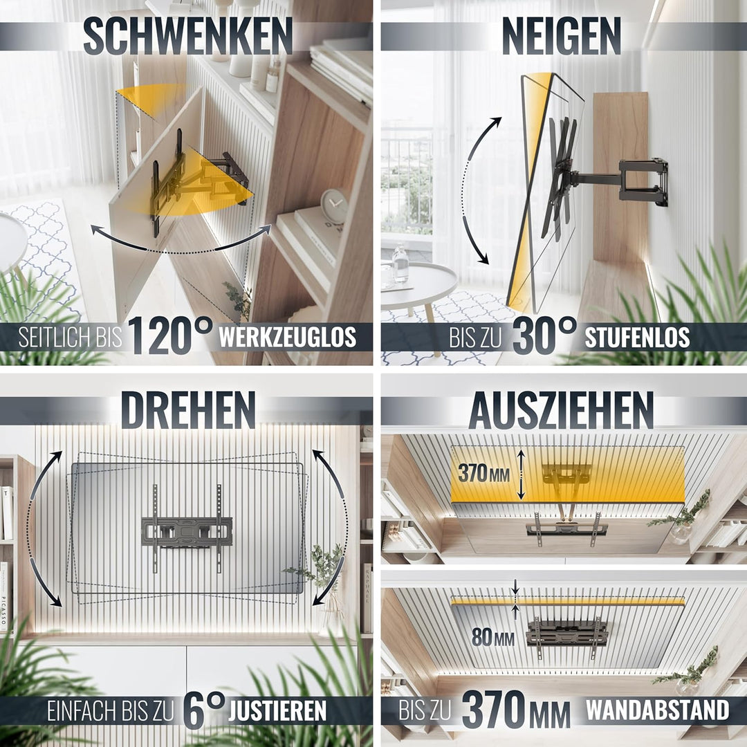 RICOO TV Wandhalterung Fernseher Schwenkbar Neigbar für 32-55 Zoll, Universal TV Halterung S5244, Fe
