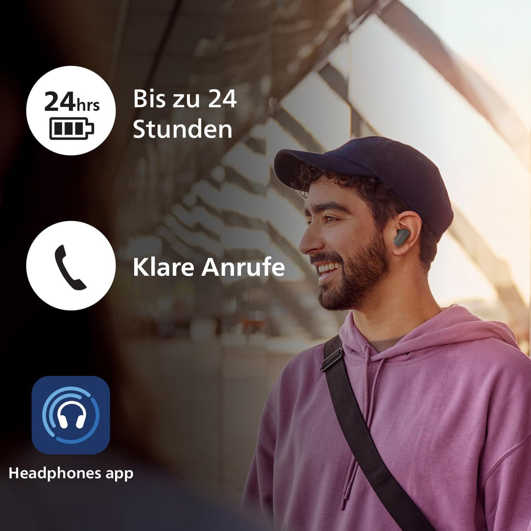 Philips TAT3509GY Noise Cancelling True Wireless In Ear Bluetooth Headphones - Small Buds. Natural S
