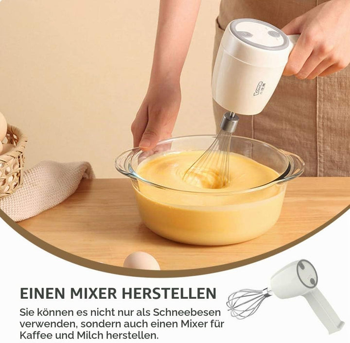SOLUSTRE Elektrischer Handmixer Edelstahl Schneebesen Wiederaufladbare Küche Handmixer Rührer Rührer