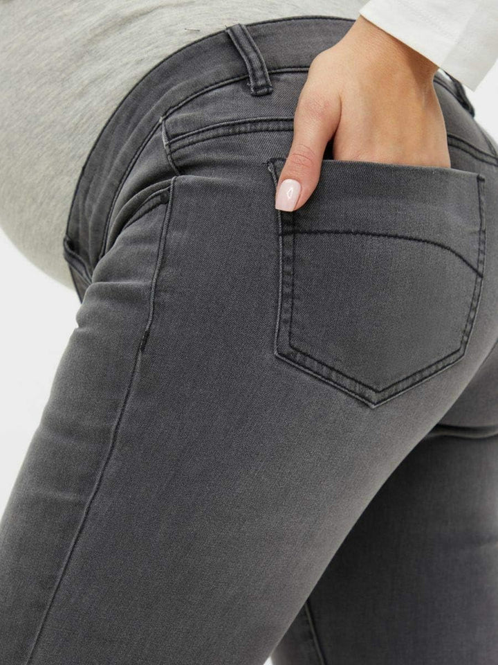 MAMALICIOUS Damen Mllola Slim Grey Jeans A. Noos Umstandshose, Grey Denim, 34W 34L EU