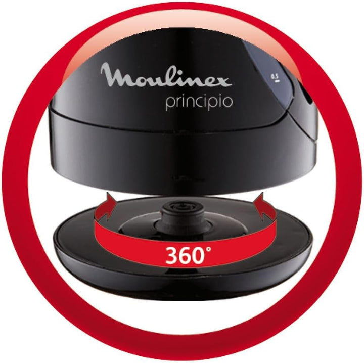 Moulinex BY1078 Wasserkocher | 1.2 L | Herausnehmbarer Kalkfilter | 360°-Sockel | 2.400 W Leistung |