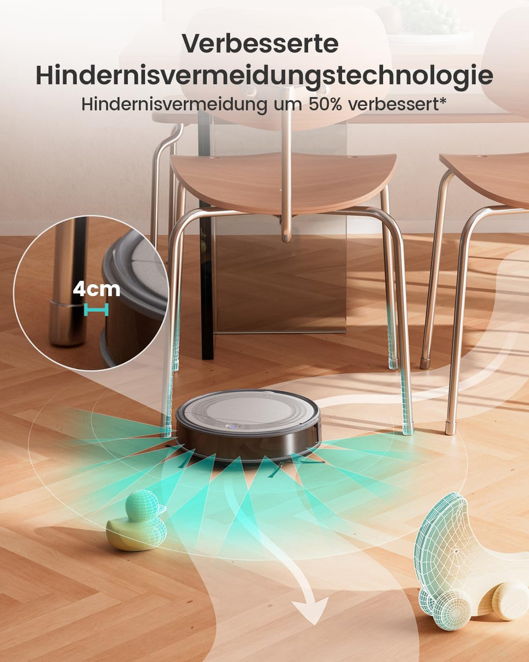 LEFANT Saugroboter M310G, 4500Pa Staubsauger Roboter mit präziser PSD-Navigation, 180 Min Laufzeit,