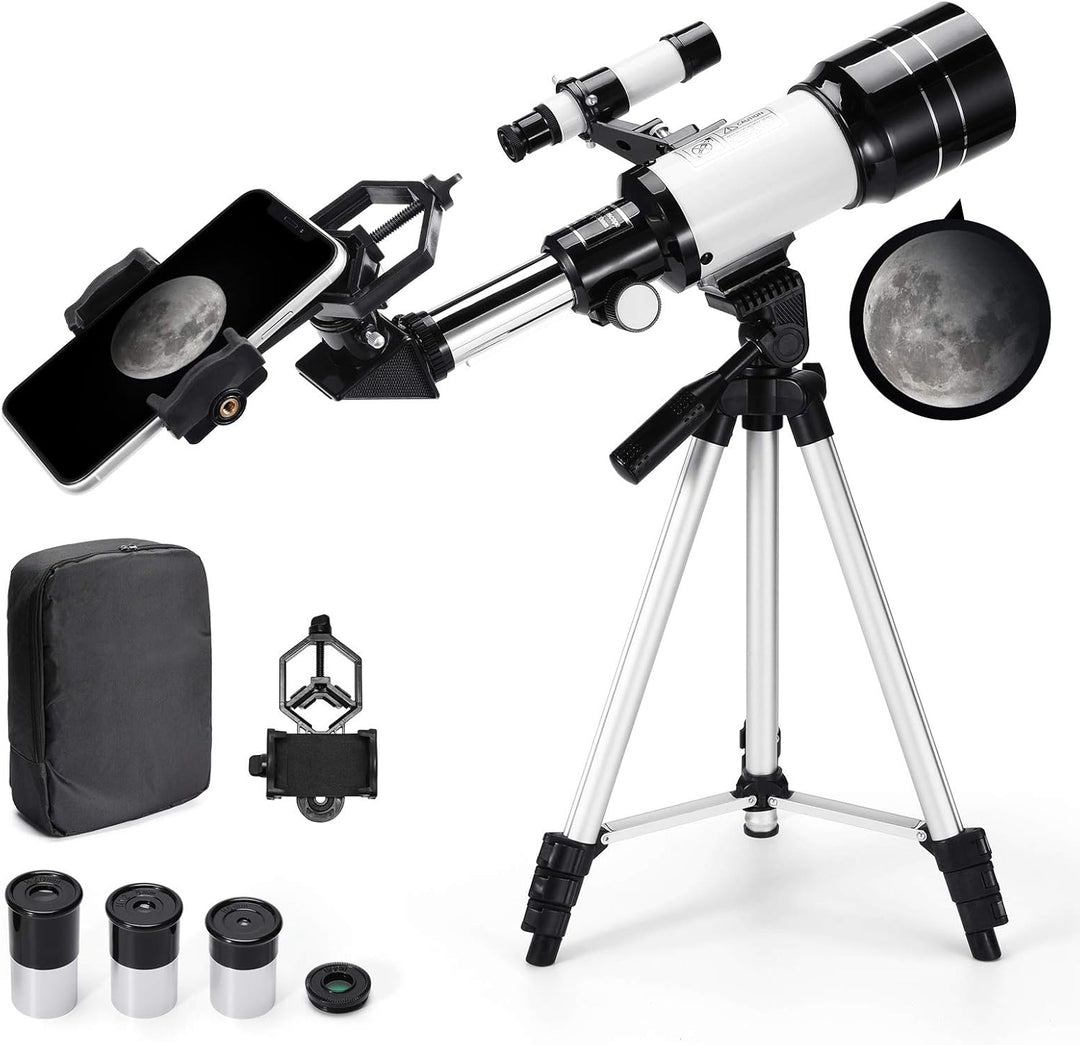 Astronomisches Teleskop 150X HD Vergrösserung Teleskop mit 300/70mm Stativ, Geeignet für Rucksack un
