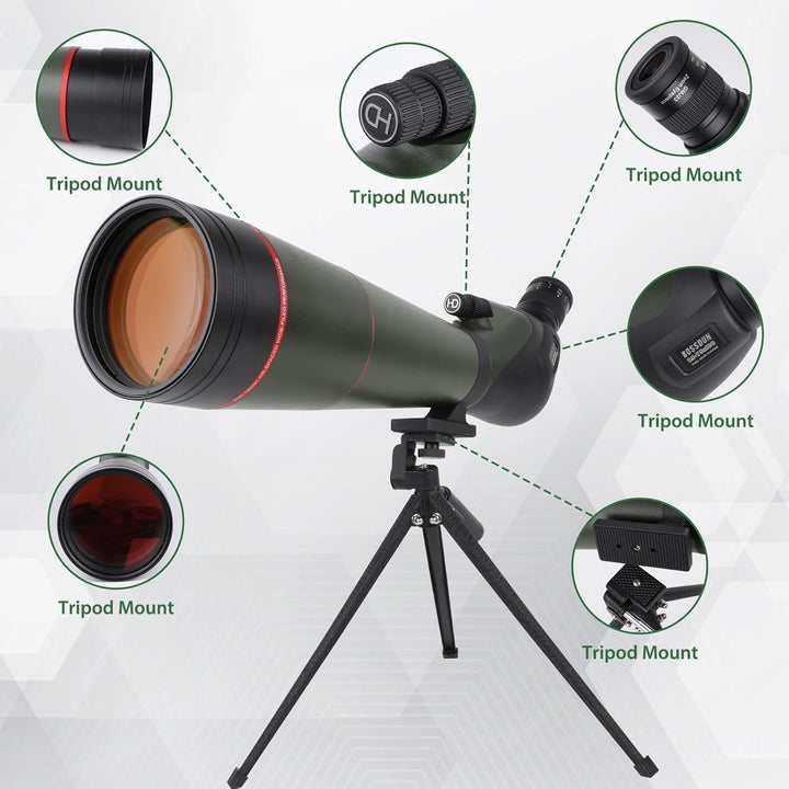 25-75x100 Spektive für Zielschiessen - HD Spektiv mit Stativ Tragetasche & Smartphone Halterung - BA