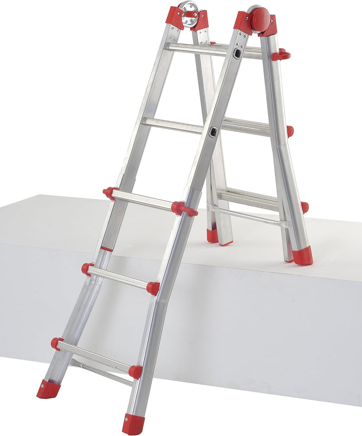 Hailo 7516-151 Alu-Multifunktions-Teleskopleiter MTL, 4x3 Sprossen - Verwendbar als Anlege- und Schi