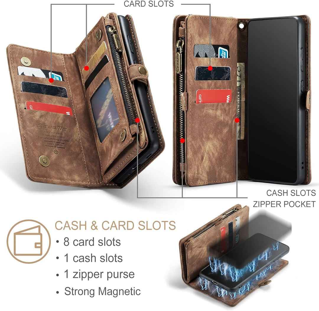 UFinetech 2-in-1 Samsung Galaxy S21 Ultra Hülle Tasche TPU Leder Handy Flip Magnetische mit Ständer