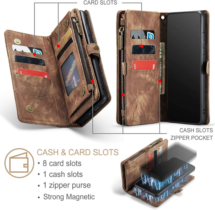 UFinetech 2-in-1 Samsung Galaxy S21 Ultra Hülle Tasche TPU Leder Handy Flip Magnetische mit Ständer