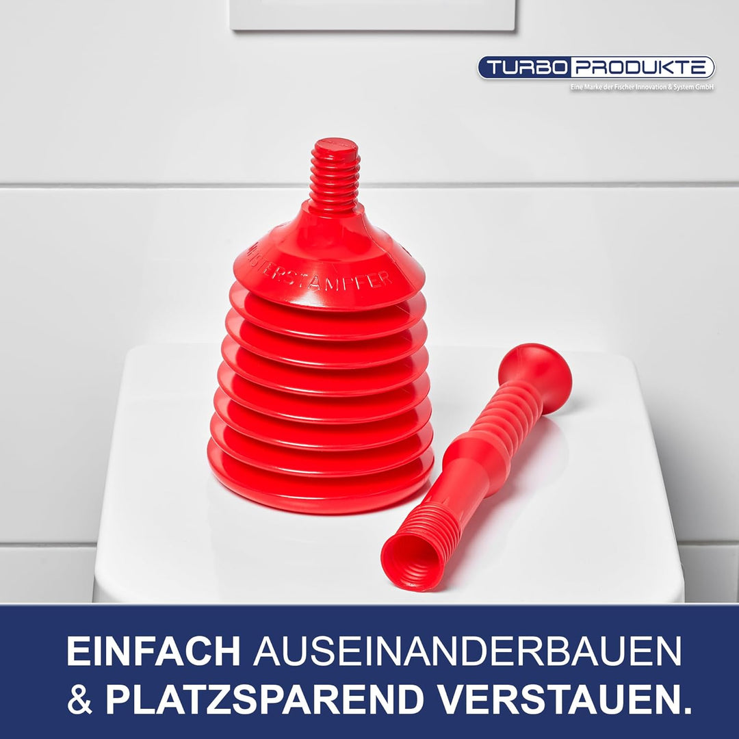 TURBO PRODUKTE Turbo Stampfer Eisblau - Pömpel rohrfrei - Saugglocke für Toilette, Waschbecken, Dusc