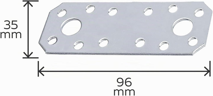 Alberts 851774 Flachverbinder | Edelstahl | 96 x 35 mm | 25er Set 100 x 35 mm / 25 Stk. Material: Ed