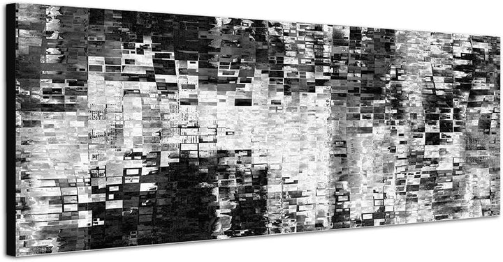 Paul Sinus Art Panoramabild auf Leinwand und Keilrahmen 120x40cm Hintergrund schwarz/weiss Texture a