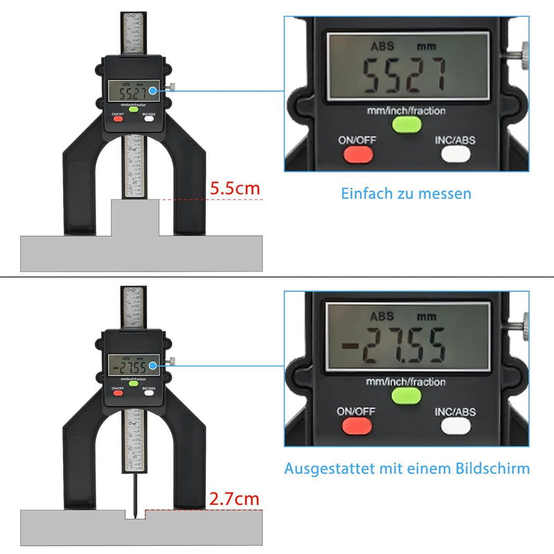 Kiiowana Tiefenmesser, 0-80mm mit Digital LCD Display Digitale Messschieber,für Tiefenmesser Holzbea
