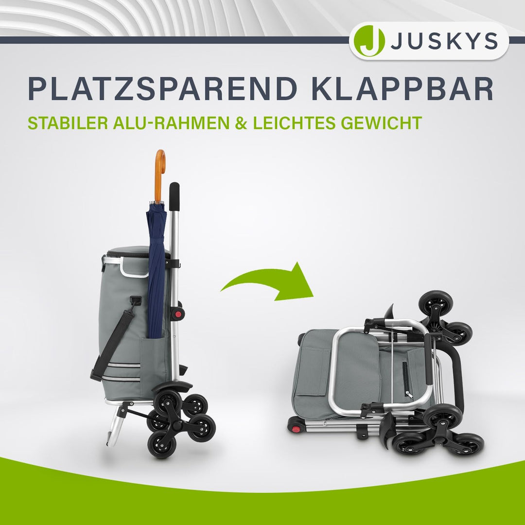 Juskys 3in1 Einkaufstrolley für Treppen - 56 L, modern & klappbar - Treppensteiger Trolley zum Shopp