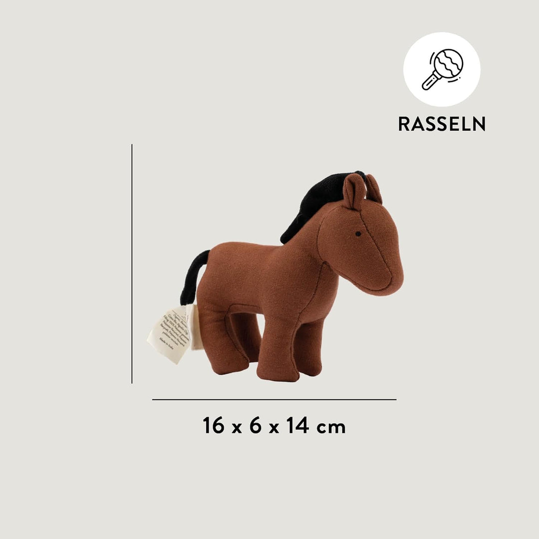 Fabelab Rassel Baby Pferd | Babyspielzeug 0-6 Monate | Baby Geschenk Junge & Mädchen | Knisterspielz