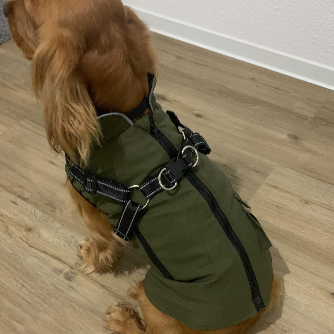 Hundemantel Hundejacke Wintermantel für Grosse Hunde, Hundemantel Winter mit Geschirr, Hunde Winterm