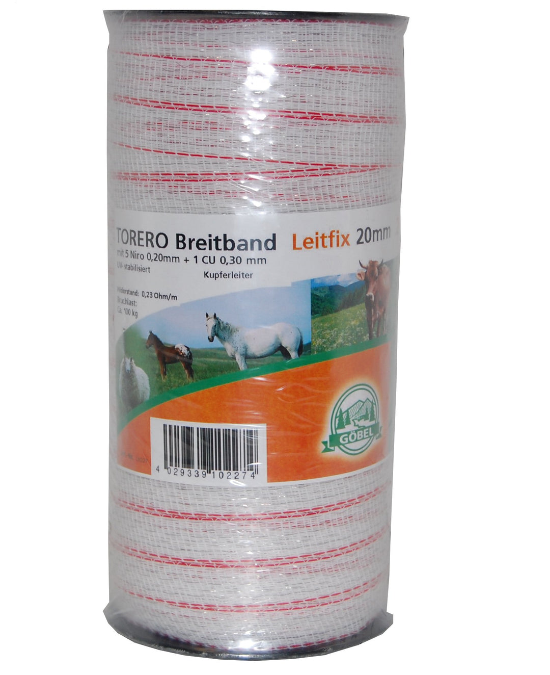 Göbel Weidezaun Breitband Torero Leitfix mit Querleitern 200m 10mm 5 Niroleiter 1 Kupferleiter 0,23