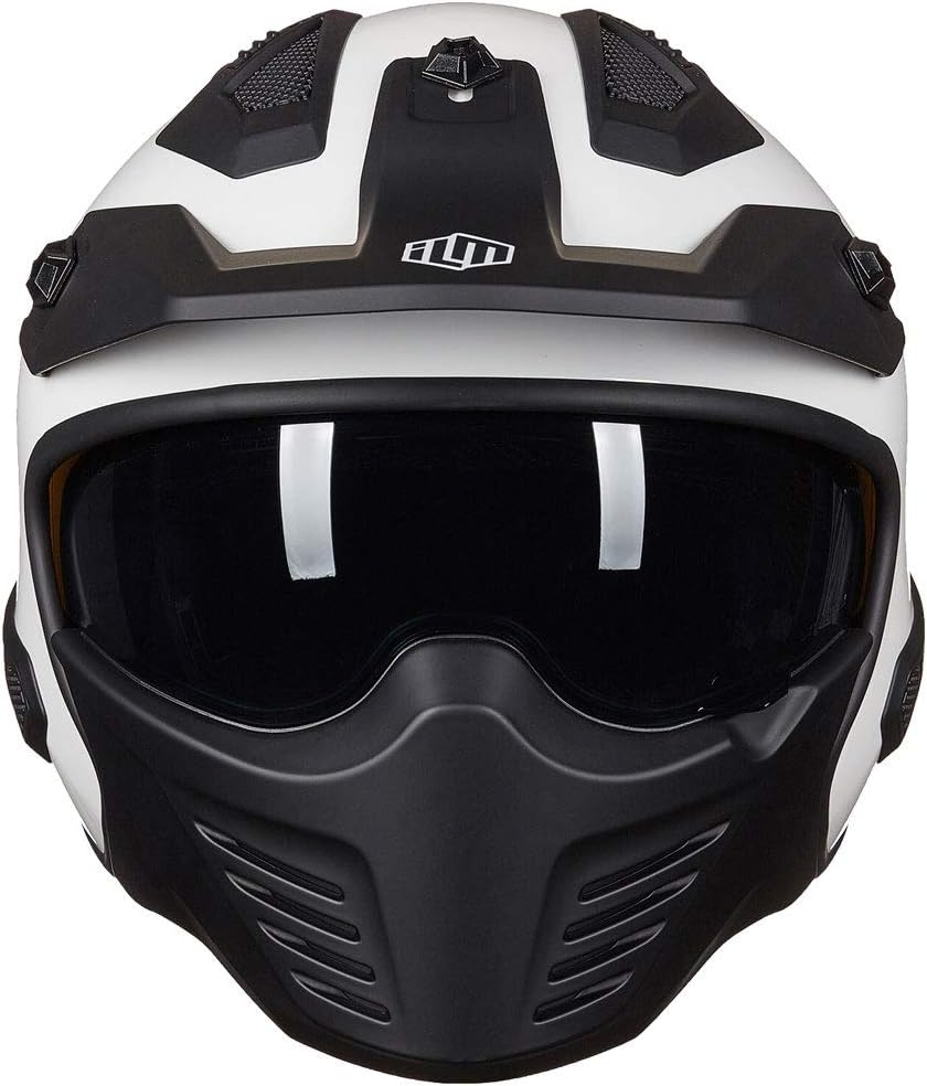 ILM Helm Motorrad Integralhelm Motocross Herren Damen Vintage Retro mit Visier ECE Model 726X L Weis