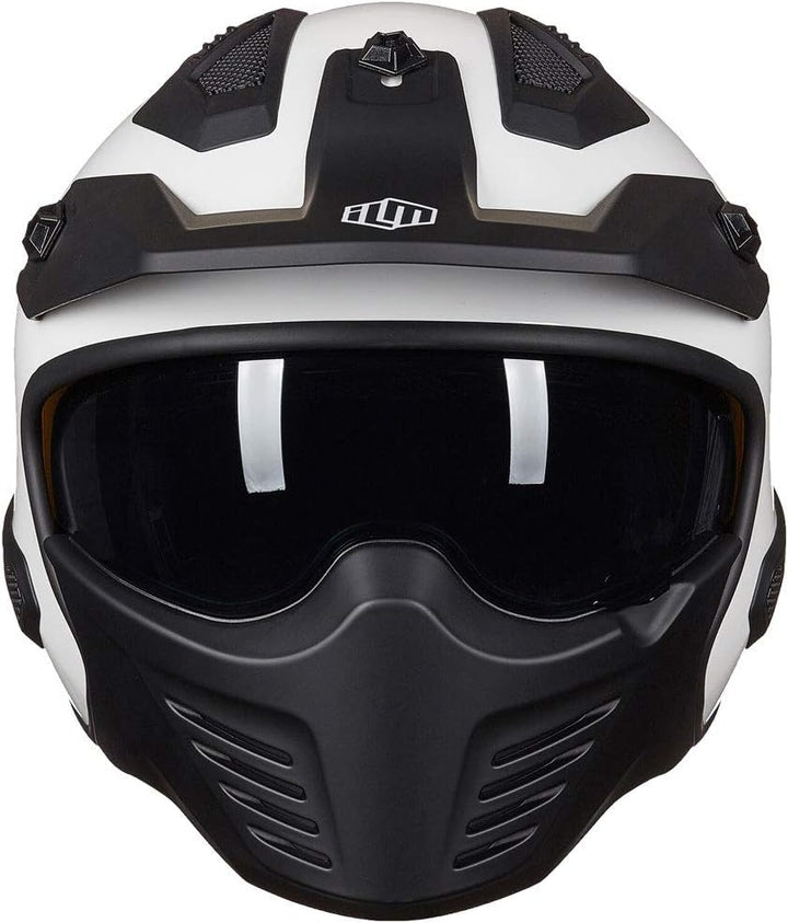ILM Helm Motorrad Integralhelm Motocross Herren Damen Vintage Retro mit Visier ECE Model 726X L Weis