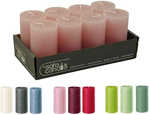 Rustikale Stumpenkerzen – 8 Stück - Wachskerzen/Rustickerzen/Adventskerzen Weihnachten (Antik Rosa,