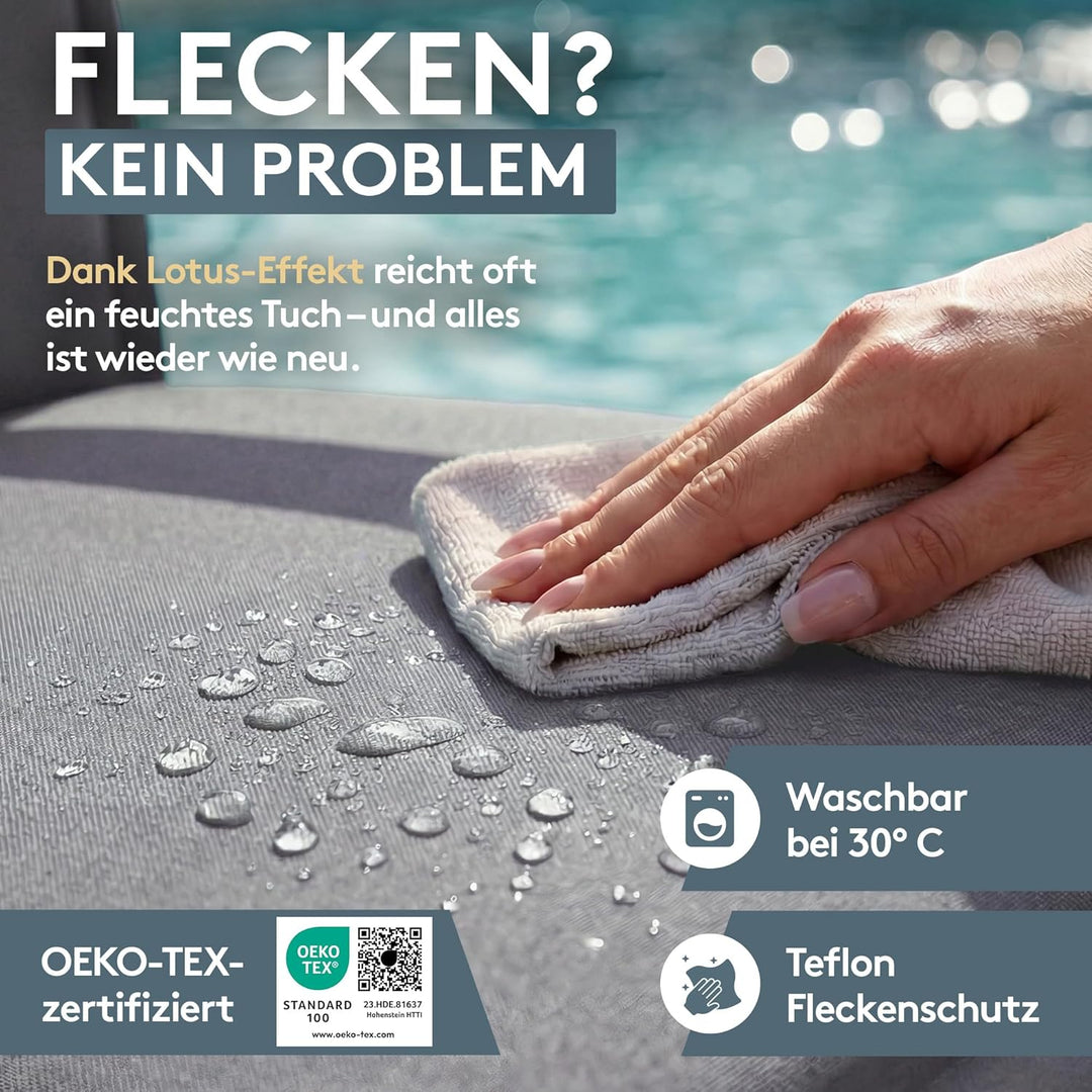 LILENO HOME Gartenstuhl Auflagen als [2er Set - Niedriglehner] in Silber Y - Bequeme Liegen als Sitz