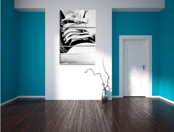 Pixxprint Trendige Schuhe als Leinwandbild/Grösse: 3 Teilig (120x80 cm) cm/Wandbild/Kunstdruck/ferti