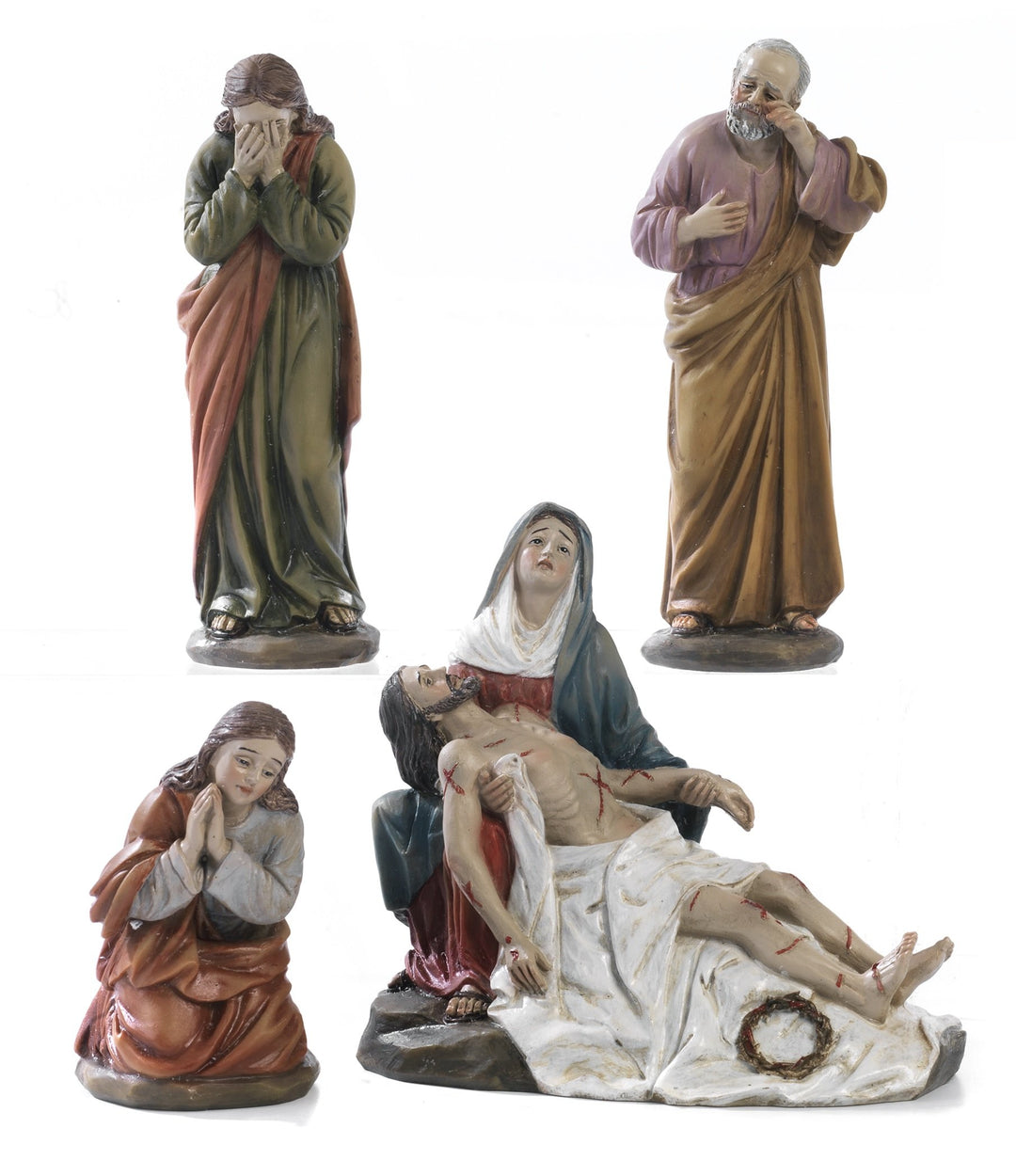 Paben Set mit 4 Figuren Jesus vom Kreuz Krippe Ostern aus Kunstharz 13 cm