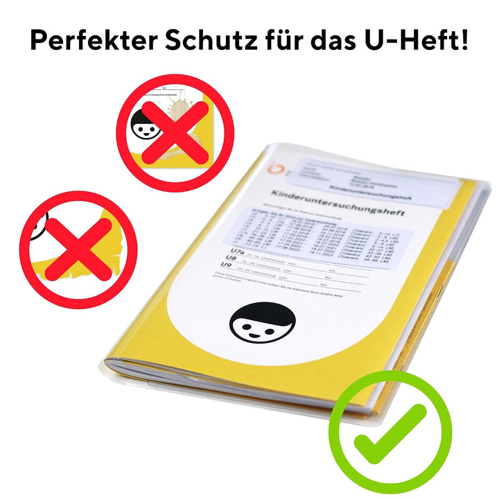 OLGS U-Heft Hüllen transparent 3-teilig | Uhefthüllen für Kinderuntersuchungsheft aus Kunststoff | S