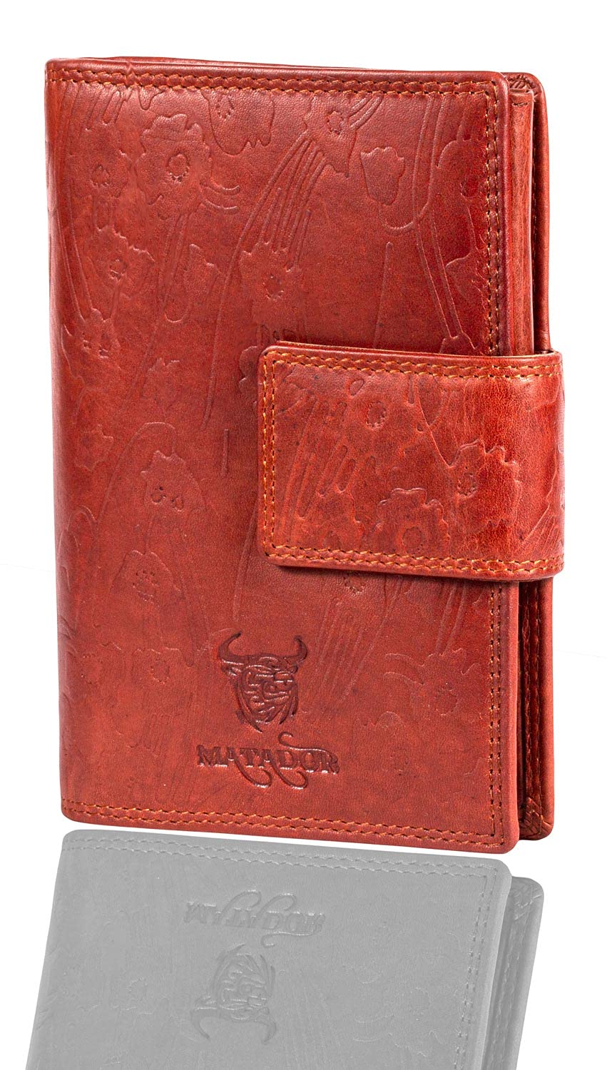 MATADOR Damen Echt Leder Brieftasche Geldbörse Damen TüV Geprüfter RFID Travel Organizer Blumen Vint